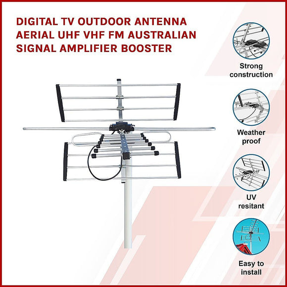 Digital TV Outdoor Antenna Aerial UHF VHF FM Signal Booster HD - RnR Galore