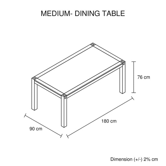 Dining Table 180cm Medium Size with Solid Acacia Wooden Base in Oak Colour - RnR Galore