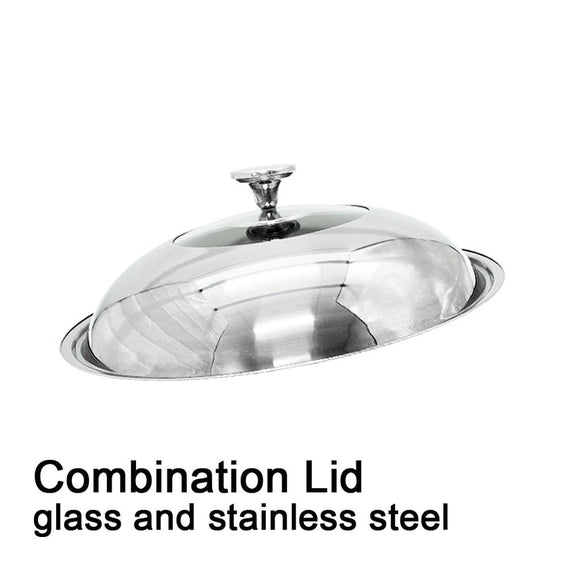 Double Ear 304 Stainless Steel 38cm Non - Stick Stir Fry Cooking Kitchen Wok Pan with Lid Honeycomb Double Sided - RnR Galore