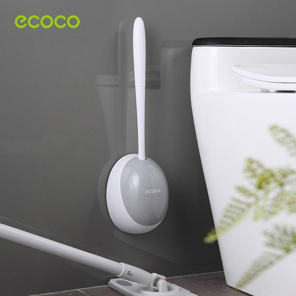 Ecoco Silicone Water Drop Toilet Brush Holder Set Wall - Mounted Cleaning Brush Tool Grey - RnR Galore