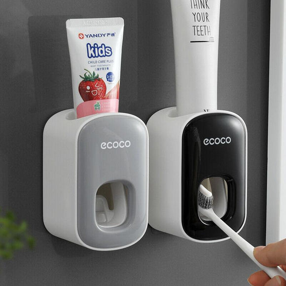 Ecoco Wall mount auto ands Free Toothpaste Dispenser Automatic Toothpaste Squeezer Bathroom Toothpaste Holder Black - RnR Galore