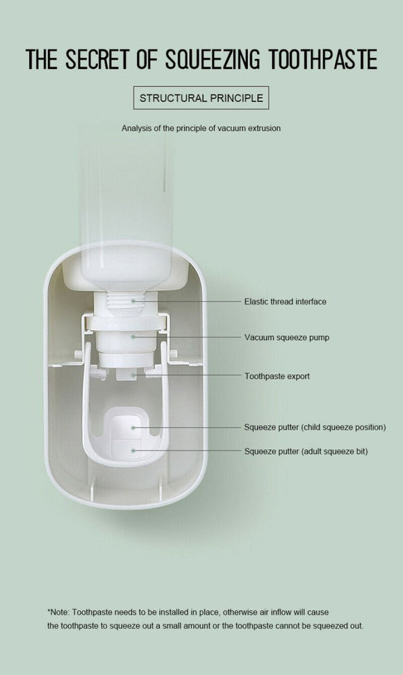 Ecoco Wall mount auto ands Free Toothpaste Dispenser Automatic Toothpaste Squeezer Bathroom Toothpaste Holder Black - RnR Galore