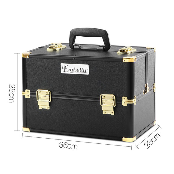 Embellir Portable Cosmetic Beauty Makeup Case - Black & Gold - RnR Galore