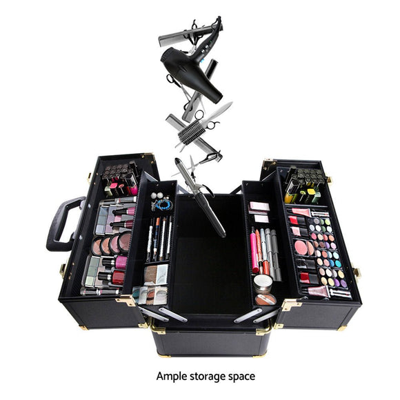 Embellir Portable Cosmetic Beauty Makeup Case - Black & Gold - RnR Galore