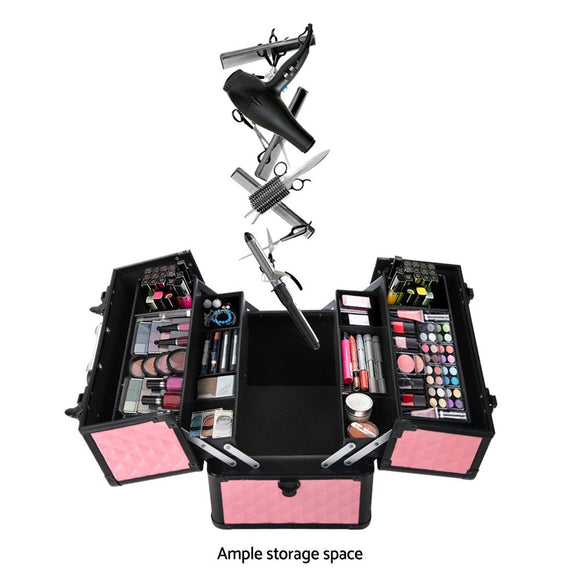 Embellir Portable Cosmetic Beauty Makeup Case - Diamond Pink - RnR Galore