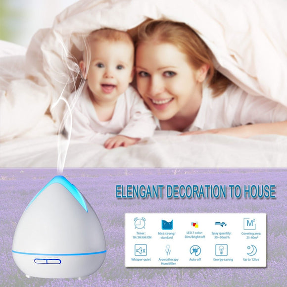 Essential Oils Ultrasonic Aromatherapy Diffuser Air Humidifier Purify 400ML - White - RnR Galore