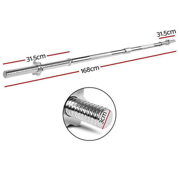 Everfit 168CM 5.5FT Barbell Bar Fitness Weight Plates Dumbbells Row - RnR Galore