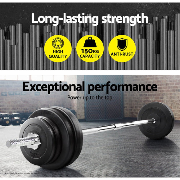 Everfit 168CM 5.5FT Barbell Bar Fitness Weight Plates Dumbbells Row - RnR Galore