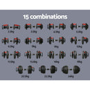 Everfit 24kg Dumbbells Adjustable Dumbbell Weight Plates Home Gym 2pcs - RnR Galore