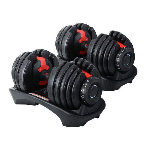 Everfit 24kg Dumbbells Adjustable Dumbbell Weight Plates Home Gym 2pcs - RnR Galore