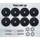 Everfit 25kg Dumbbell Set Weight Plates Dumbbells Lifting Bench - RnR Galore