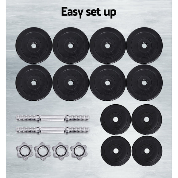 Everfit 30kg Dumbbell Set Weight Plates Dumbbells Lifting Bench - RnR Galore