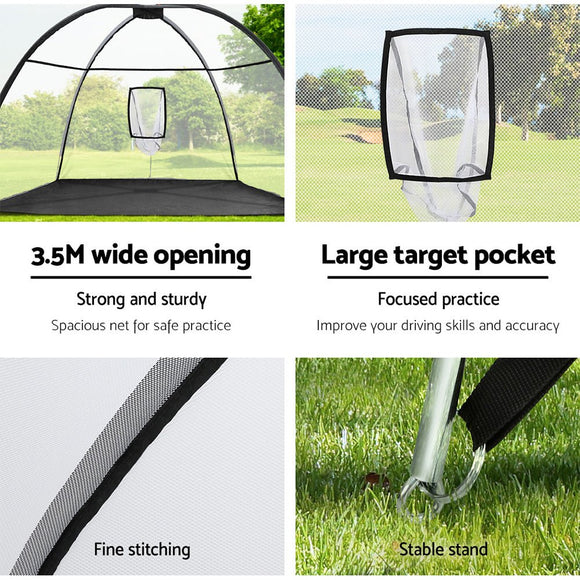 Everfit 3.5m Golf Practice Net Portable Training Aid Driving Target Tent Black - RnR Galore