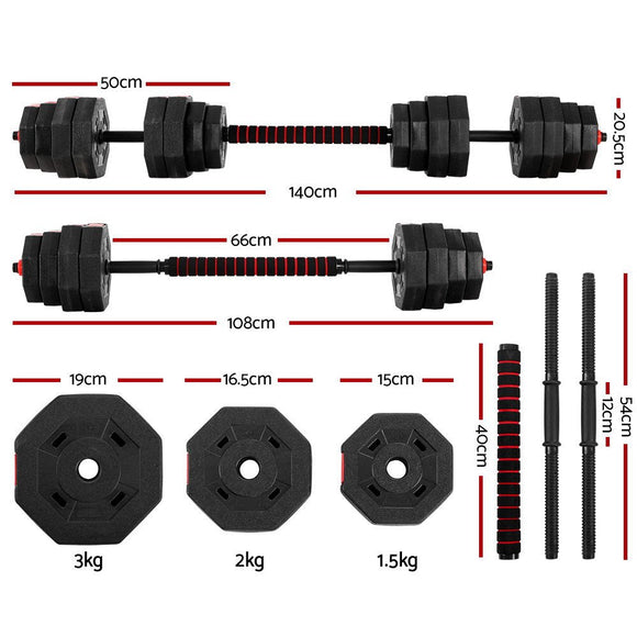 Everfit 40kg Dumbbells Barbell Set Adjustable Dumbbell Weight Lifting - RnR Galore