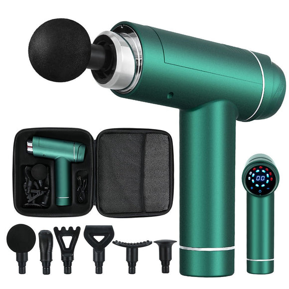 Everfit Massage Gun 30 Speed 6 Heads Vibration Muscle Massager Chargeable Green - RnR Galore