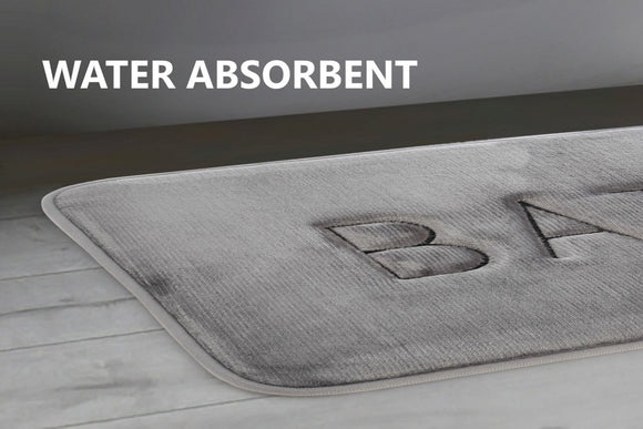 Extra Thick Memory Foam & Super Comfort Bath Rug Mat for Bathroom (60 x 40 cm, Grey) - RnR Galore