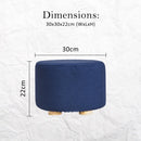Fabric Ottoman Round Wooden Leg Foot Stool - DARK BLUE - RnR Galore