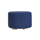 Fabric Ottoman Round Wooden Leg Foot Stool - DARK BLUE - RnR Galore