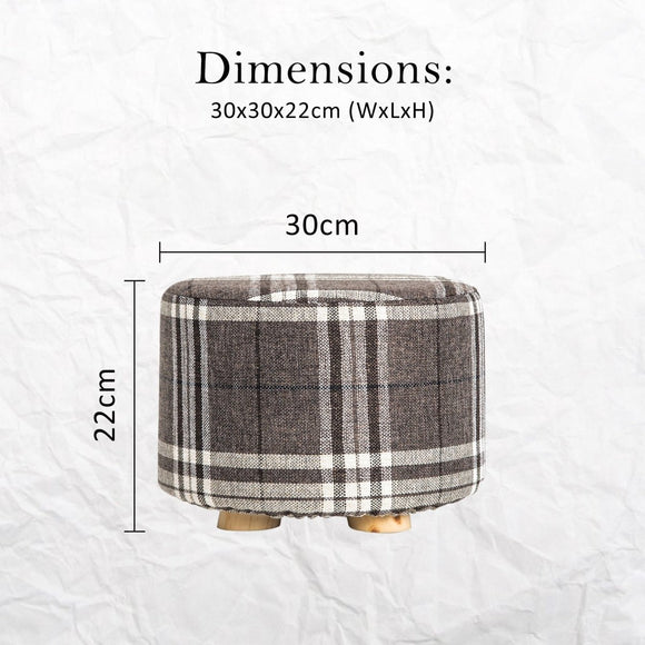 Fabric Ottoman Round Wooden Leg Foot Stool - LATTICE - RnR Galore