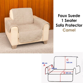 Faux Suede 1 Seater Sofa Protector Camel - RnR Galore