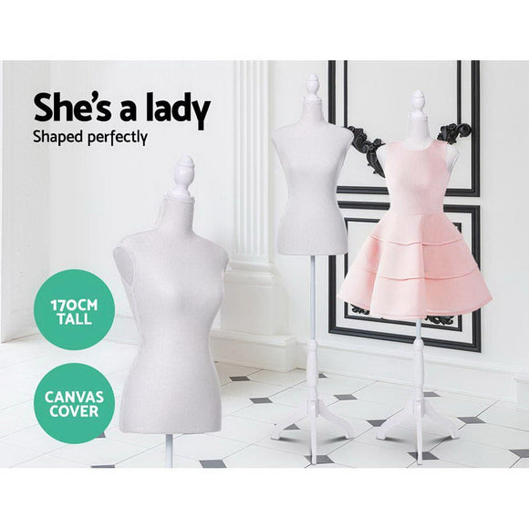Female Mannequin 170cm Model Dressmaker Clothes Display Torso Tailor Wedding White - RnR Galore