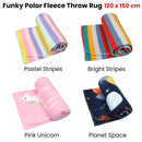 Funky Cute Polar Fleece Throw Rug Pink Unicorn - RnR Galore