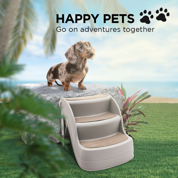 Furtastic Foldable Pet Stairs In Grey - 38cm Dog Ladder Cat Ramp - RnR Galore