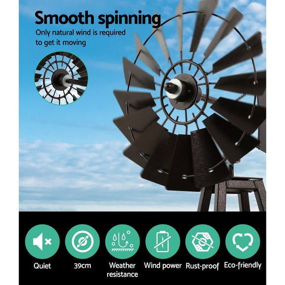 Garden Windmill 160cm Metal Ornaments Outdoor Decor Ornamental Wind Mill - RnR Galore
