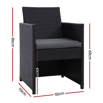 Gardeon 2PC Outdoor Dining Chairs Patio Furniture Wicker Garden Cushion Hugo - RnR Galore