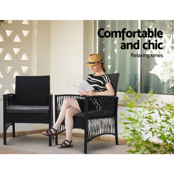 Gardeon 2PC Outdoor Dining Chairs Patio Furniture Wicker Lounge Chair Garden - RnR Galore