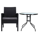 Gardeon 3PC Bistro Set Outdoor Furniture Rattan Table Chairs Cushion Patio Garden Lyra - RnR Galore