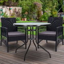 Gardeon 3PC Bistro Set Outdoor Furniture Rattan Table Chairs Cushion Patio Garden Lyra - RnR Galore