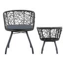 Gardeon 3PC Bistro Set Outdoor Furniture Rattan Table Chairs Patio Garden Cushion Black - RnR Galore