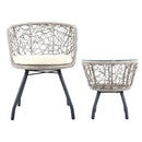 Gardeon 3PC Bistro Set Outdoor Furniture Rattan Table Chairs Patio Garden Cushion Grey - RnR Galore