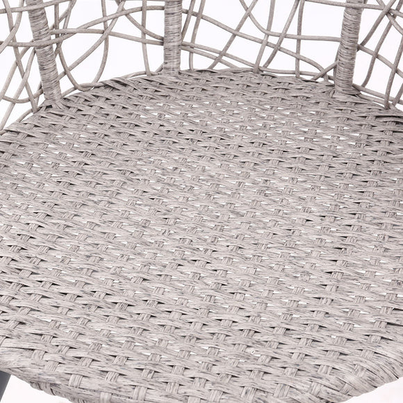 Gardeon 3PC Bistro Set Outdoor Furniture Rattan Table Chairs Patio Garden Cushion Grey - RnR Galore