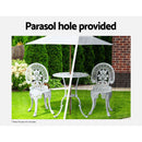 Gardeon 3PC Patio Furniture Outdoor Bistro Set Dining Chairs Aluminium White - RnR Galore