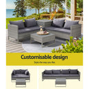 Gardeon 4 - Seater Outdoor Sofa Furniture Lounge Set Wicker Setting Grey - RnR Galore