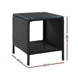 Gardeon Coffee Side Table Wicker Desk Rattan Outdoor Furniture Garden Black - RnR Galore