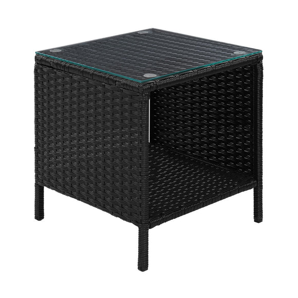 Gardeon Coffee Side Table Wicker Desk Rattan Outdoor Furniture Garden Black - RnR Galore