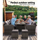 Gardeon Outdoor Dining Set Wicker Table Chairs Setting 8 Seater - RnR Galore