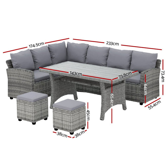Gardeon Outdoor Dining Set Wicker Table Chairs Setting 8 Seater - RnR Galore