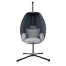 Gardeon Outdoor Egg Swing Chair Patio Furniture Pod Stand Canopy Foldable Grey - RnR Galore