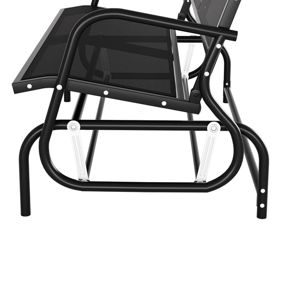 Gardeon Outdoor Garden Bench Seat Swing Glider Rocking 2 Seater Patio Furniture Black - RnR Galore