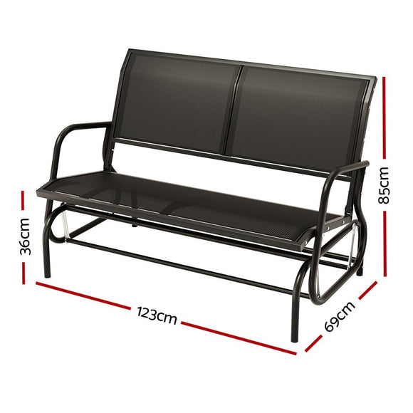 Gardeon Outdoor Garden Bench Seat Swing Glider Rocking 2 Seater Patio Furniture Black - RnR Galore