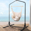 Gardeon Outdoor Hammock Chair with Stand Hanging Hammock with Pillow Cream - RnR Galore