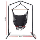 Gardeon Outdoor Hammock Chair with Stand Tassel Hanging Rope Hammocks Grey - RnR Galore