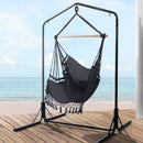 Gardeon Outdoor Hammock Chair with Stand Tassel Hanging Rope Hammocks Grey - RnR Galore