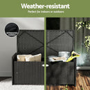 Gardeon Outdoor Storage Bench Box Wicker Garden Sheds Tools Cushion Patio Furniture Black - RnR Galore