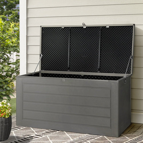 Gardeon Outdoor Storage Box 680L Container Lockable Garden Bench Tool Shed Black - RnR Galore