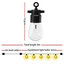 Gardeon RGB Smart Festoon Lights Outdoor LED String Lights Waterproof WiFi APP - RnR Galore